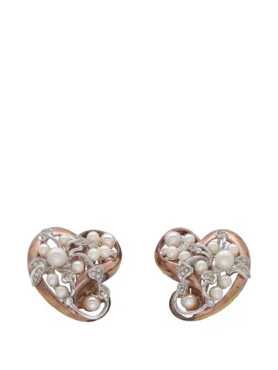 Pre-owned Vintage Heart-shaped Earrings In Pink