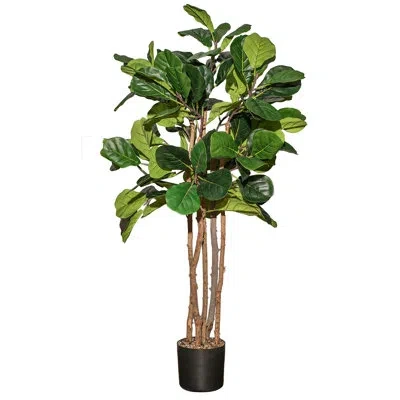 Vintage Home Panama 61" Artificial Fiddle Leaf Fig Plant In Pot Liner In Green