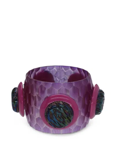 Pre-owned Vintage Honeycomb-effect Embellished Bangle In Purple