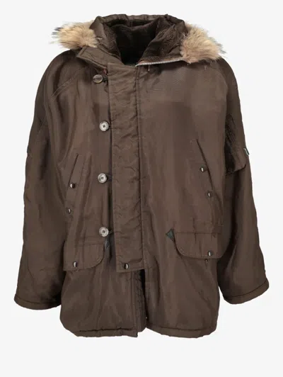 Pre-owned Vintage Hooded Parka In Brown