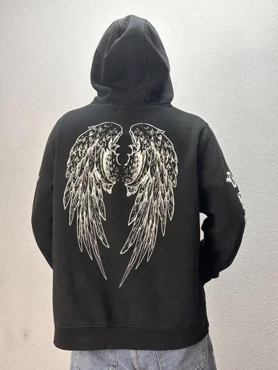 Pre-owned Vintage Hoodie Bones Dragon Rock Gothic Sk8 Avangarde In Black