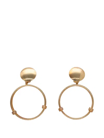 Pre-owned Vintage Hoop Drop Earrings In Gold