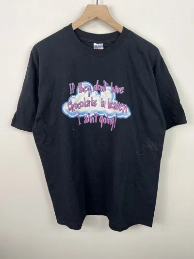 Pre-owned Vintage If There Isn't Chocolate In Heaven I Ain't Going Tshirt Size Xl In Black
