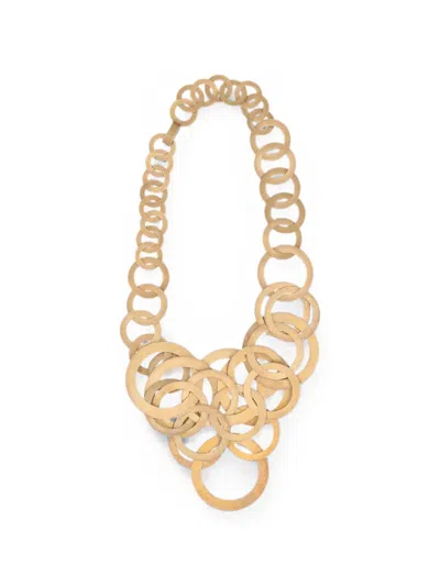 Pre-owned Vintage Interlocking Hoop Necklace In Gold
