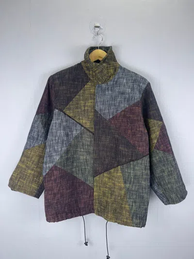 Pre-owned Vintage Japanese Designer Multicolor Patchwork Zipper Jacket