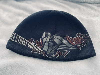 Pre-owned Vintage Japanese Style The Street Colours Graffiti Straight Rap Hat In Faded Black