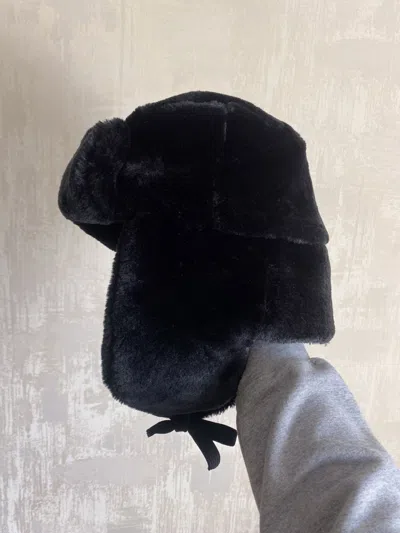 Pre-owned Vintage Japanese  Fur Alt Emo Trapper Hat In Black