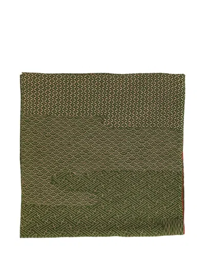 Pre-owned Vintage Japanese-wave Silk Scarf In Green