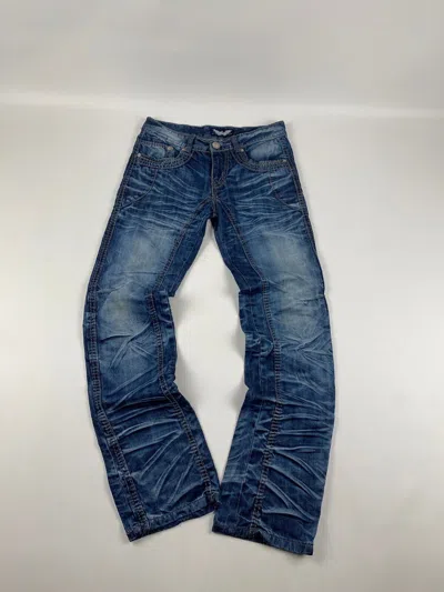 Pre-owned Vintage Jeans Dirty Pants Faded Crash Denim Thrashed Y2k Distressed In Blue