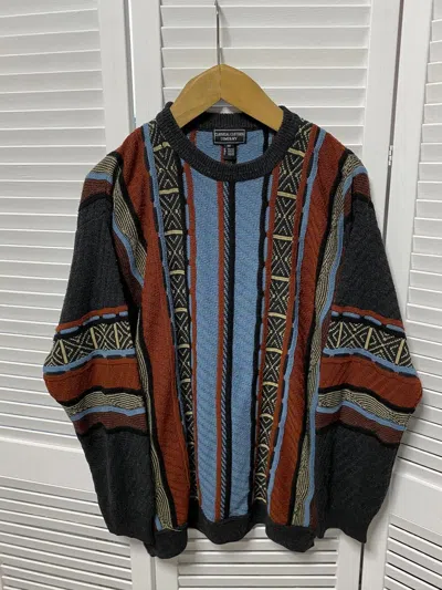 Pre-owned Vintage Knit Multi Color 90's Crewneck Sweater In Multicolor