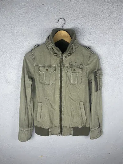 Pre-owned Vintage Kriff Mayer Army Style Multipocket Zipper Jacket In Olive