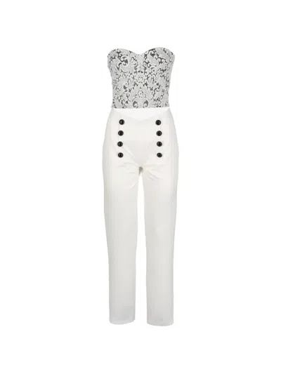Pre-owned Vintage Lace-overlay Trousers Set (set Of Two) In White