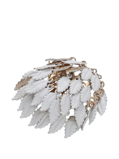 Pre-owned Vintage Layered-leaf Clip-on Earrings In Gold