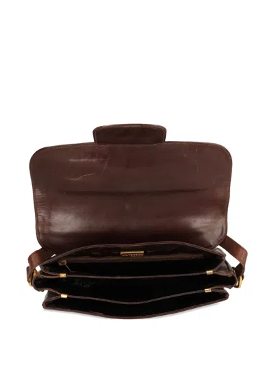 Pre-owned Vintage Leather Crossbody Bag In Brown