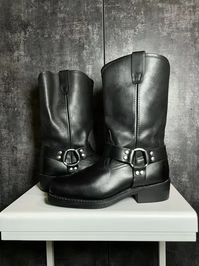 Pre-owned Vintage Leather Moto Cowboy Boots Guidi Balenciaga Raf Yohji In Black