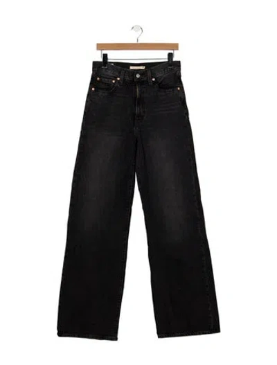 Pre-owned Vintage Levi's High-rise Wide Leg Jeans In Black