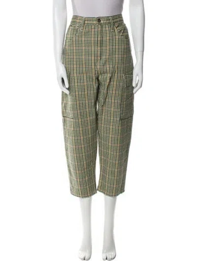 Pre-owned Vintage Levi's Plaid Print Straight Leg Pants In Green