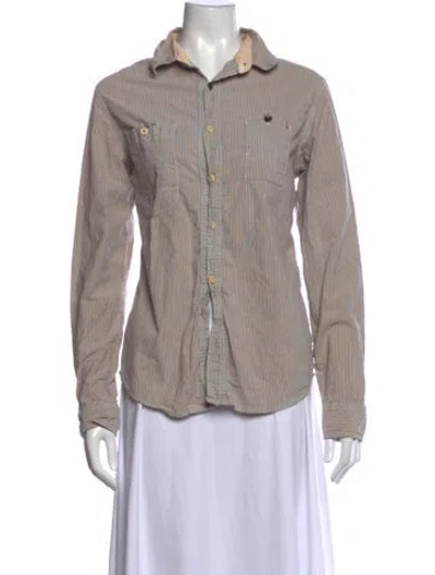 Pre-owned Vintage Levi's Striped Long Sleeve Button-up Top In Grey