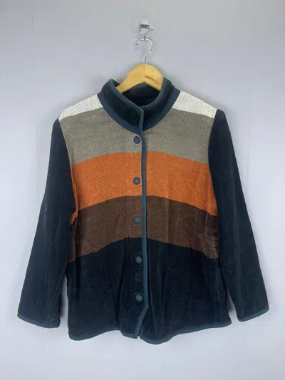 Pre-owned Vintage Liisamaria Finland Color Block Buttoned Knit Jacket In Multicolor