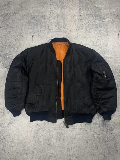 Pre-owned Vintage Ma 1 Flying Bomber Y2k Army Jacket In Black
