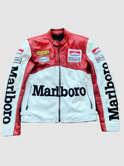 Pre-owned Vintage Marlboro Leather Jacket Streetwear In Red