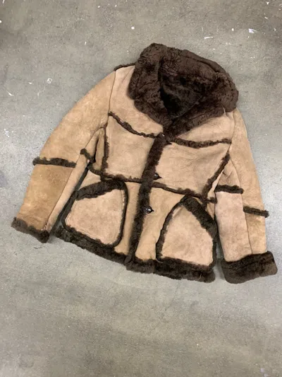 Pre-owned Vintage Marlboro Man Bermans Sherpa Suede Jacket In Brown