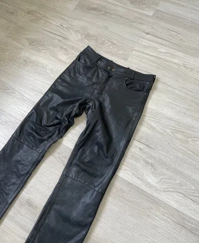 Pre-owned Vintage Men's Leather Pants Bike Moto In Black