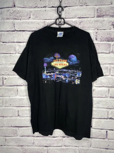 Pre-owned Vintage Mens  90's Streetwear Las Vegas Nevada T-shirt In Black