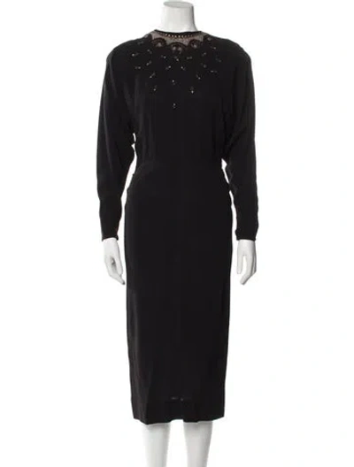 Pre-owned Vintage Midi Length Dress In Black