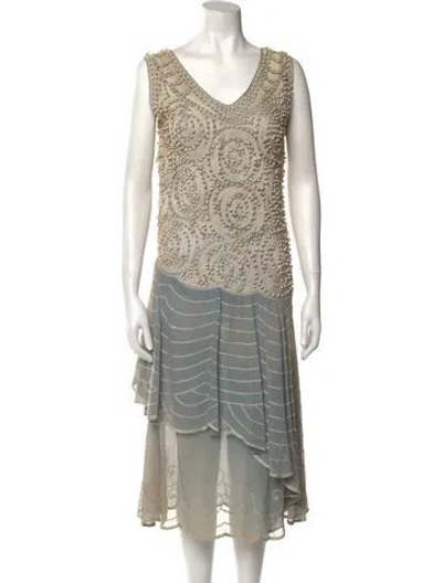 Pre-owned Vintage Midi Length Dress In Blue