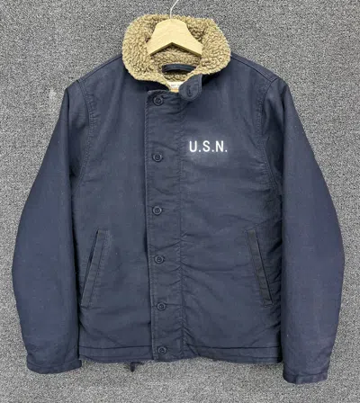 Pre-owned Vintage Military Usn Navy N1 Deck Jacket In Blue