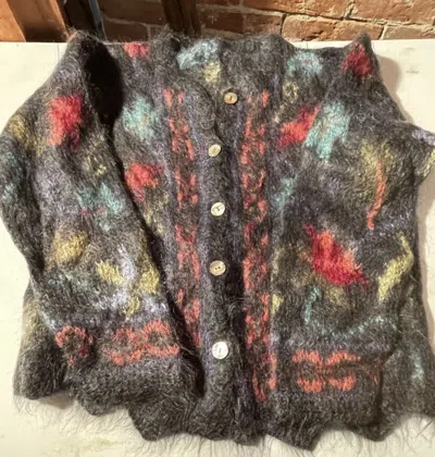Pre-owned Vintage Mohair Cardigan Sweater In Multicolor