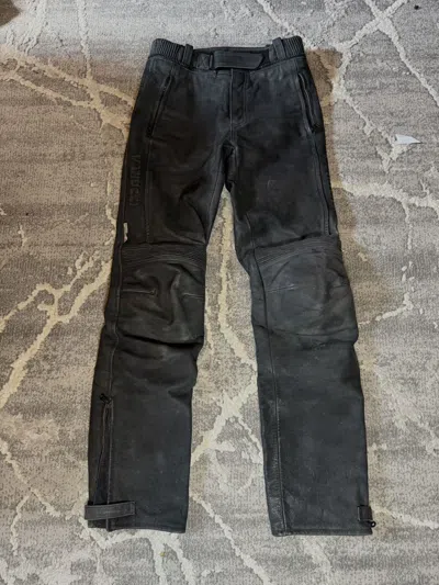Pre-owned Vintage Moto Motorcycle Leather Pants In Black
