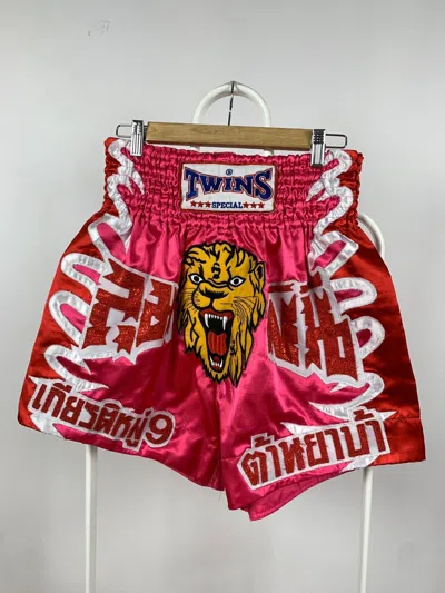 Pre-owned Vintage Muay Thai Boxing Twins Tiger Shorts In Pink
