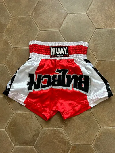 Pre-owned Vintage Muay Thai Vintag Boxing Kickboxing Shorts In Red