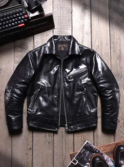 Pre-owned Vintage Mulholland Drive 1.4mm Vegetable-tanned Horsehide Leather Jacket In Black