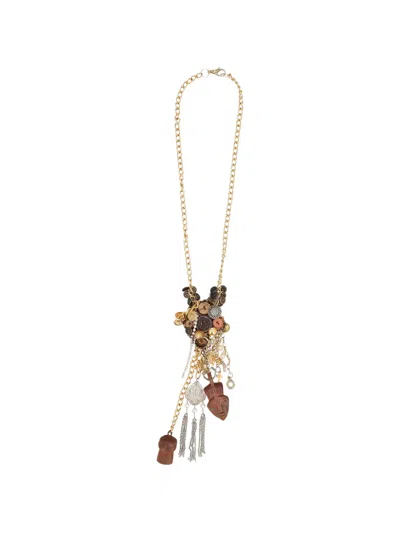 Pre-owned Vintage Multi-charms Necklace In Gold