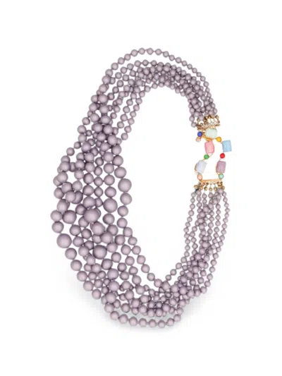 Pre-owned Vintage Multi-strand Bead Necklace In Gold