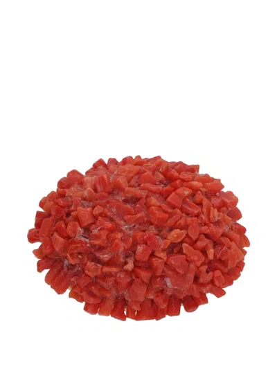 Pre-owned Vintage Oval Coral-embellished Brooch In Red