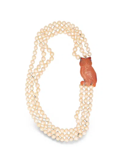Pre-owned Vintage Owl-detail Necklace In Neutrals