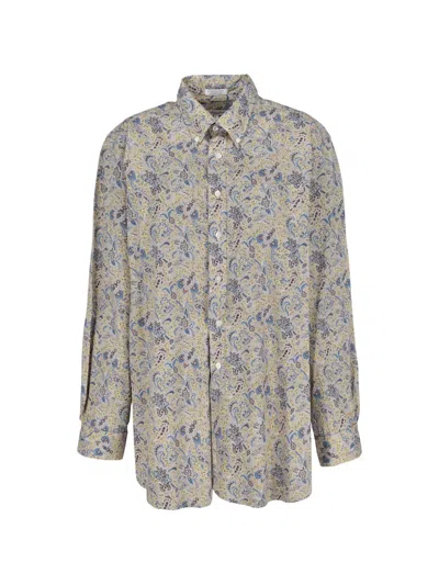 Pre-owned Vintage Paisley-print Button-down Shirt In Neutrals