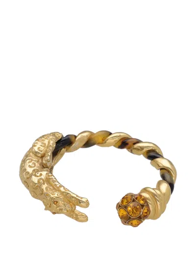Pre-owned Vintage Panther-motif Twisted Cuff Bracelet In Gold