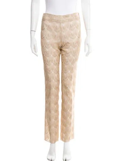 Pre-owned Vintage Patterned Straight Leg Pants In Gold/metallic