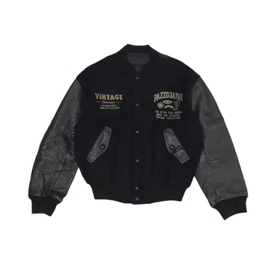 Pre-owned Vintage Pazzo Japan World Wild  Collection Varsity Jacket In Black