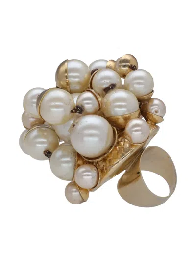 Pre-owned Vintage Pearl Round Ring In Neutral