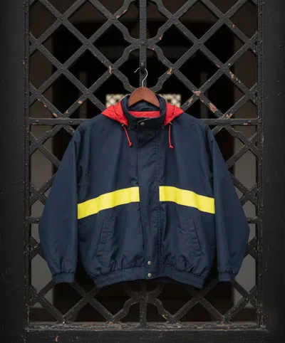 Pre-owned Vintage Piasports Reversible Nautical Bomber Jacket In Blue