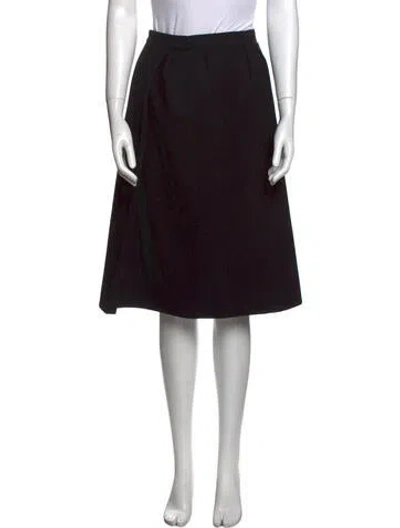 Pre-owned Vintage Pleated Accents Knee-length Skirt In Black