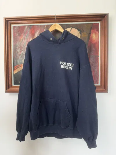 Pre-owned Vintage Polizei Berlin Washed Boxy Hoodie Vetments Style Y2k In Navy