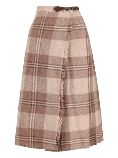 Pre-owned Vintage  Tartan-checked Midi Skirt