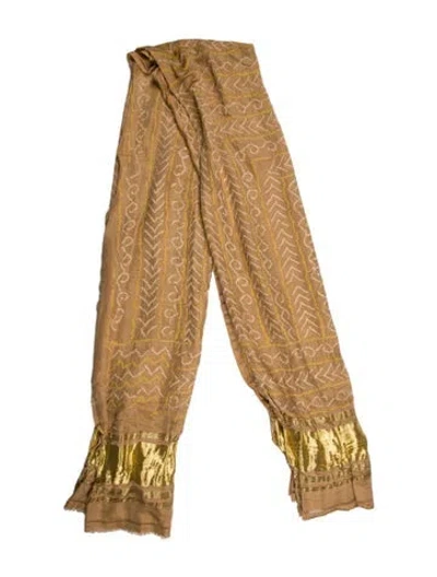 Pre-owned Vintage Printed Scarf In Brown